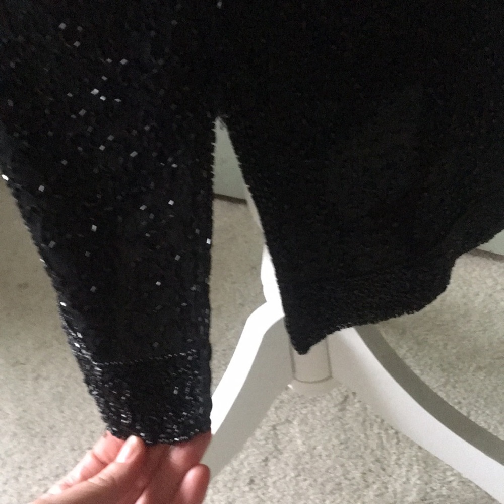 Laurence Kazar NEW YORK black beaded lined cocktail dress 100% silk - Picture 2 of 8